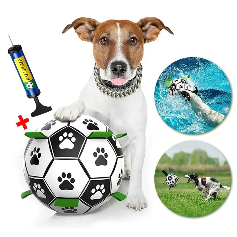 Interactive Pet Football Dog Toys Grab Tabs Outdoor Training Soccer Chew Balls