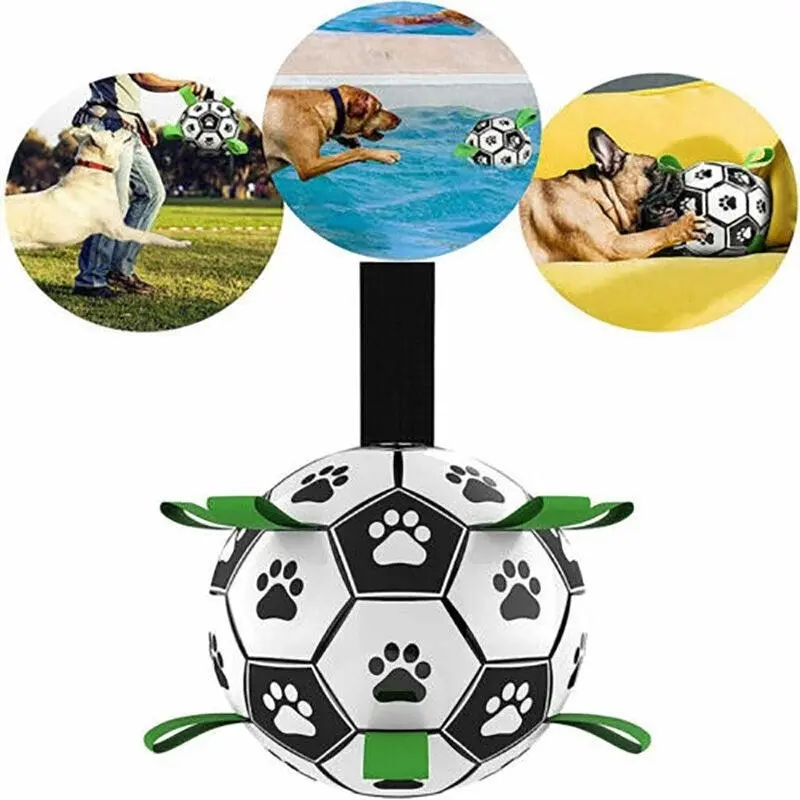 Interactive Pet Football Dog Toys Grab Tabs Outdoor Training Soccer Chew Balls