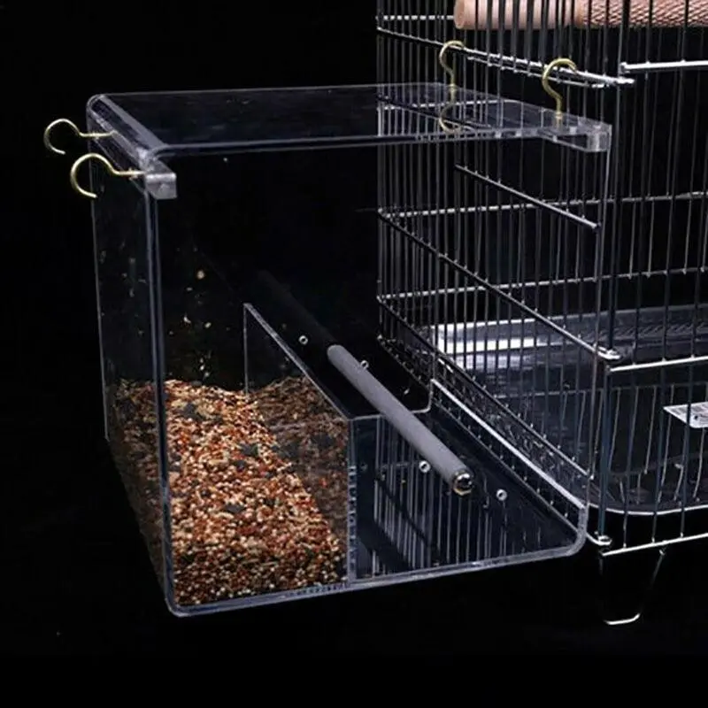 Au Acrylic Automatic Parrot Feeder No Mess Bird Cage Seed Feeding Container Box