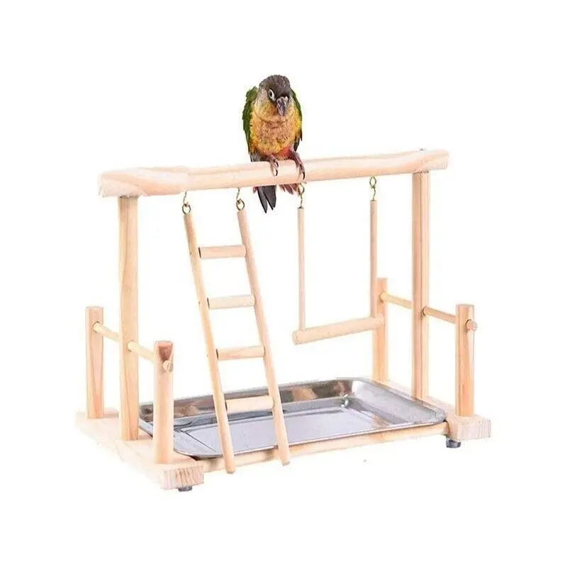 Parrots Wooden Stand Bird Play Activity Center Playground Ladder Perch Gym