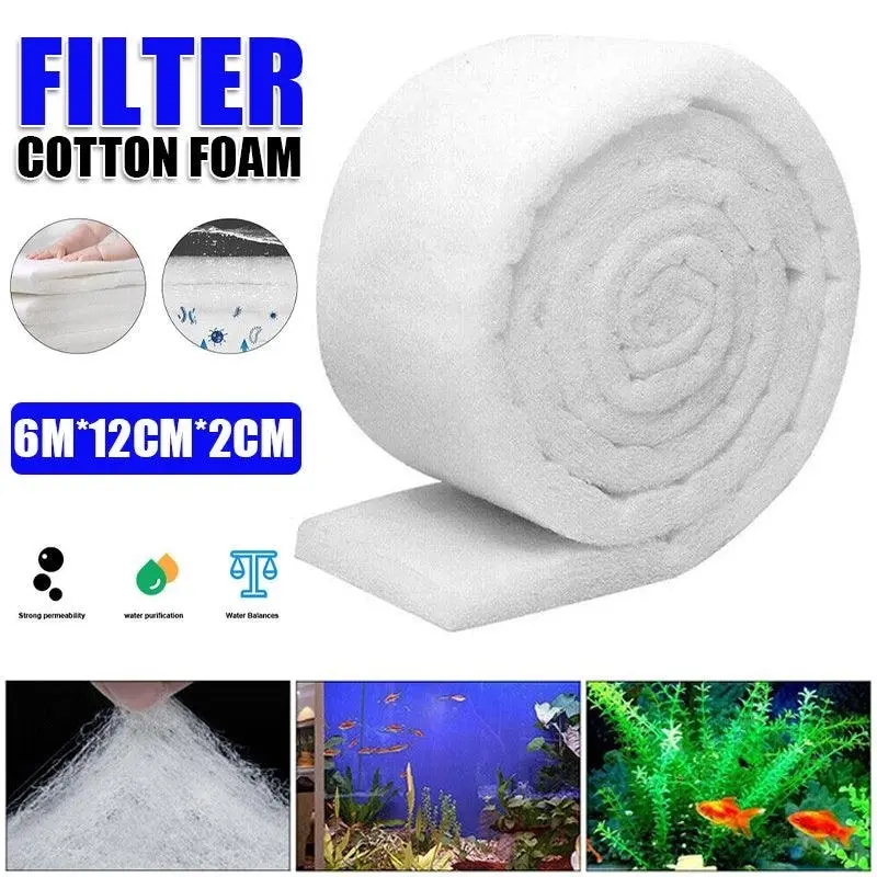 6M Aquarium Filter Foam Fish Tank Pond Sump Filter Cotton Fine Media Sponge Pad