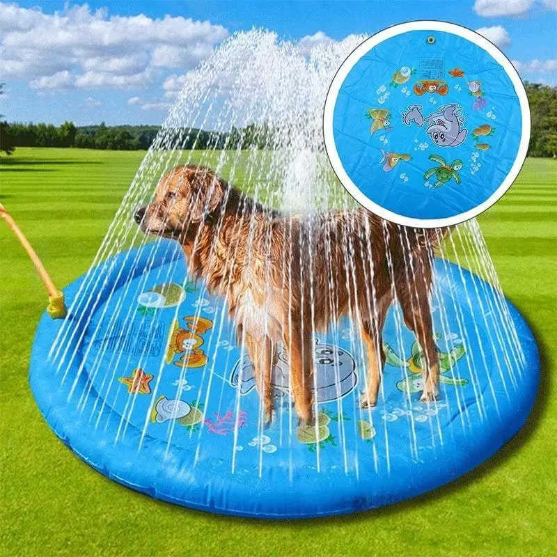 100cm Dog Inflatable Splash Mat Outdoor Sprinkler Play Pad for Pets