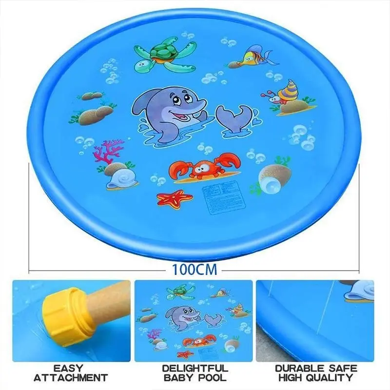 100cm Dog Inflatable Splash Mat Outdoor Sprinkler Play Pad for Pets