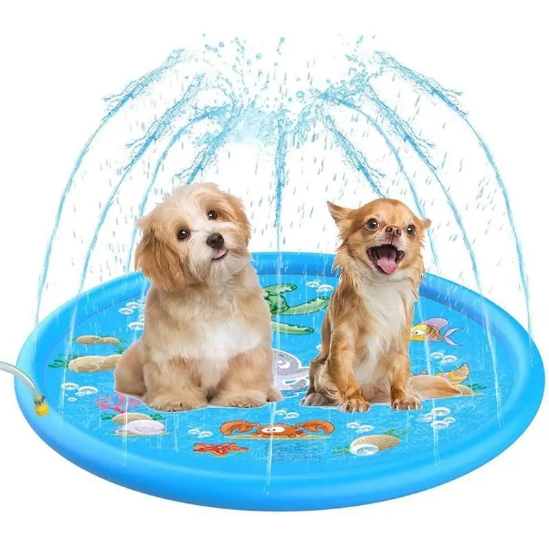 100cm Dog Inflatable Splash Mat Outdoor Sprinkler Play Pad for Pets