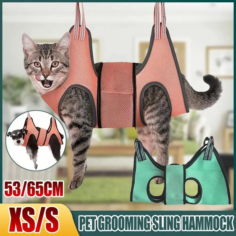 Small Pet Grooming Sling Hammock Dog Cat Restraint Bag Trimming Light Green