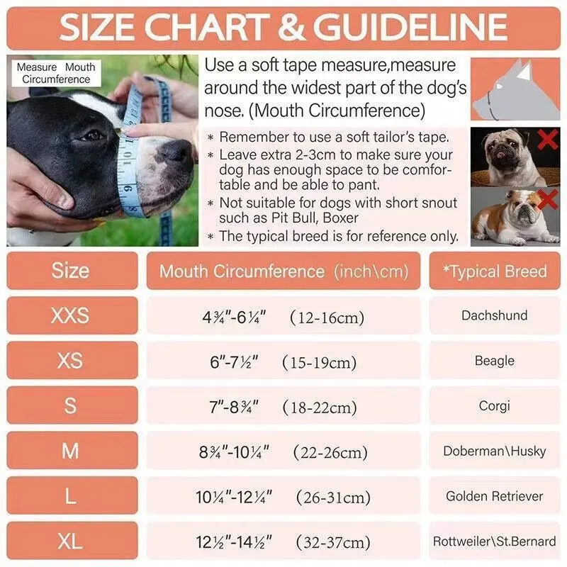 Adjustable XL Size Pet Dog Mask Mouth Muzzle Anti Barking Bite Stop Chewing Mask