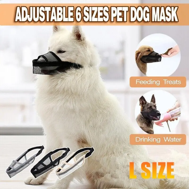 Adjustable L Size Pet Dog Mask Mouth Muzzle Anti Barking Bite Stop Chewing Mask