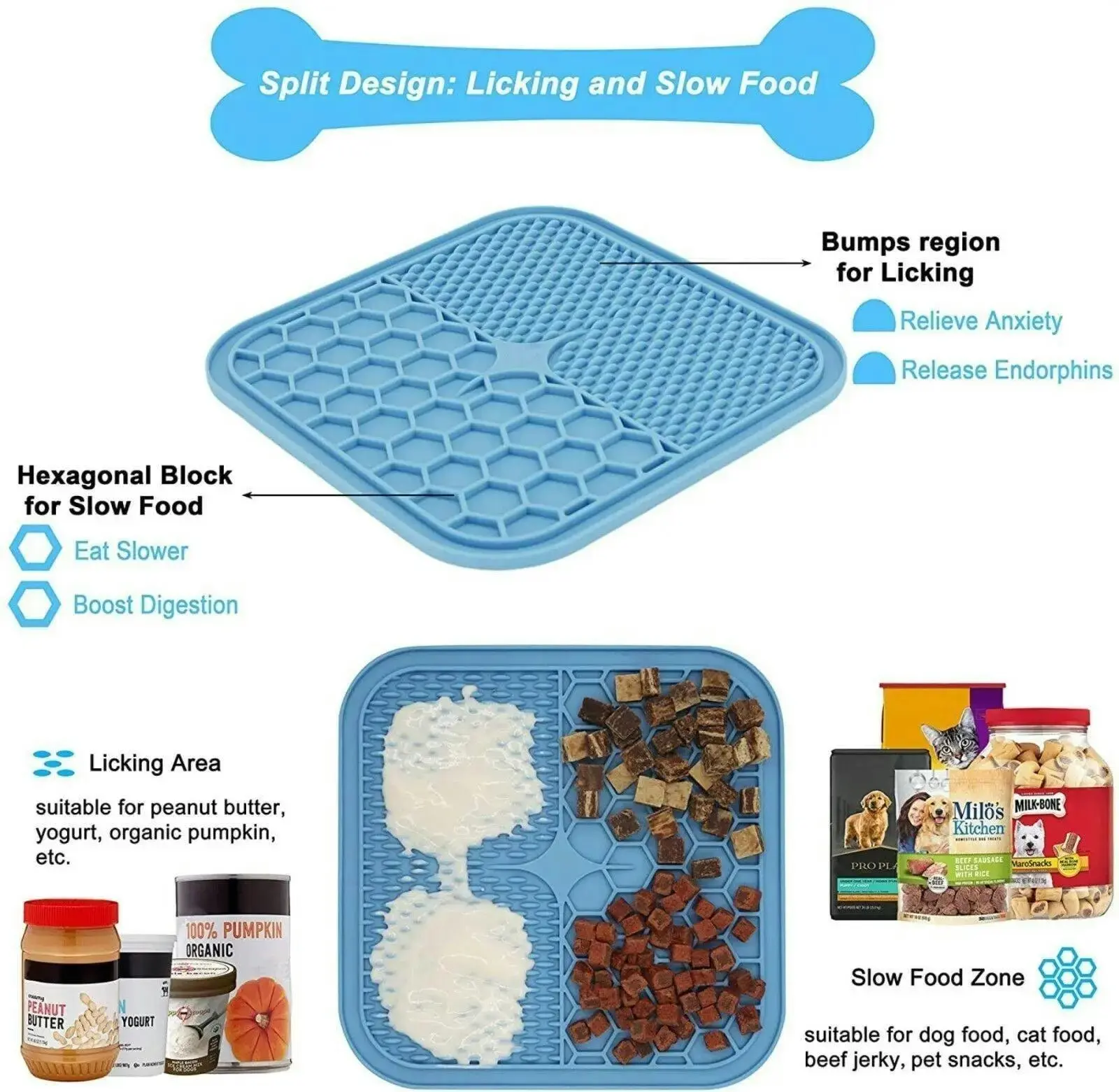 Silicone Pet Feeding Mat Slow Food Pads Dog Licking Pad Dispenser Plate 21*21*1cm