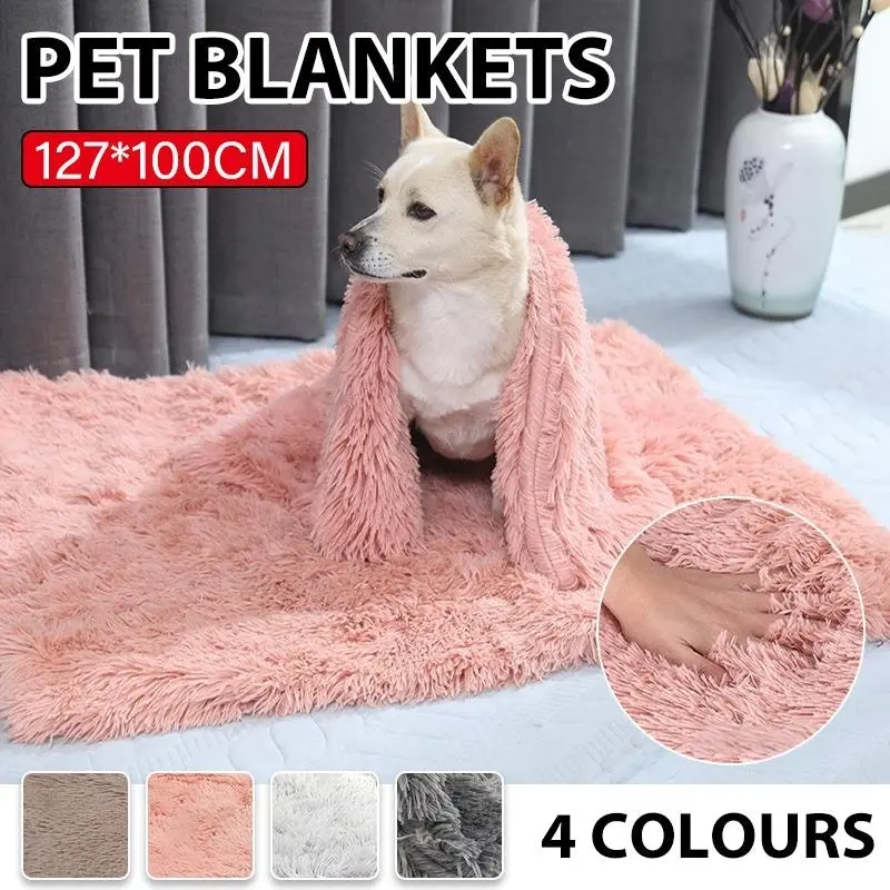 Dog Blanket Pet Cat Mat Puppy Warm Soft Plush Washable Reusable Calming Bed