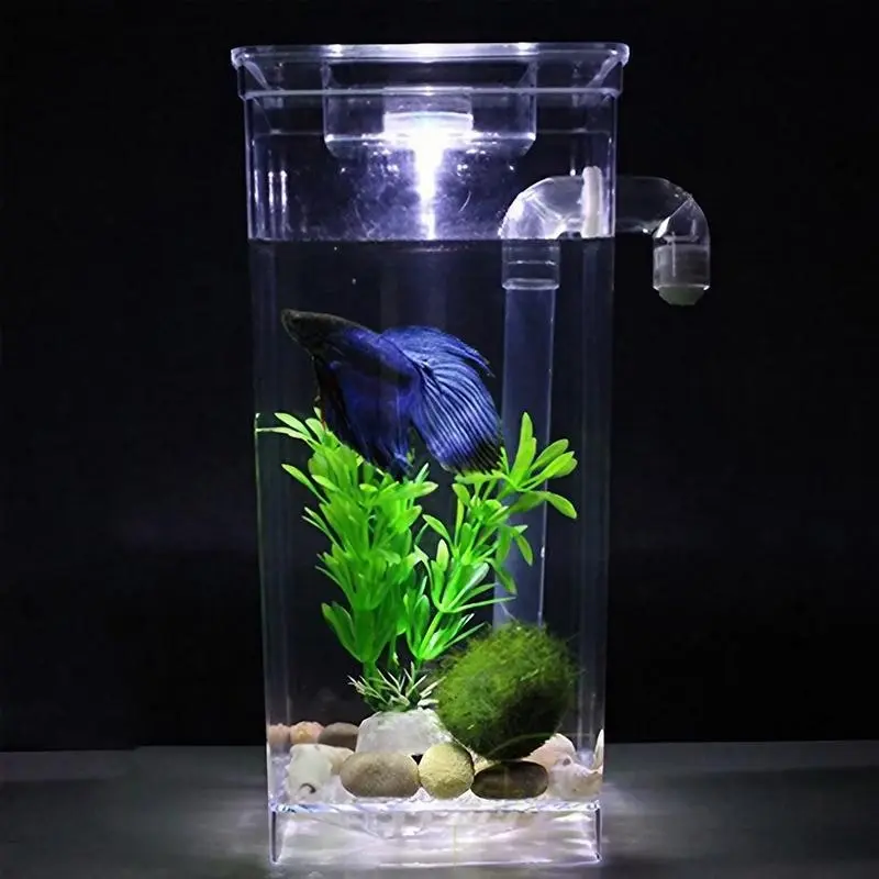 Small Fish Tank Self Cleaning Aquarium Complete Kit with Light Gravity Clean