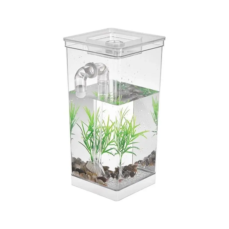 Small Fish Tank Self Cleaning Aquarium Complete Kit with Light Gravity Clean