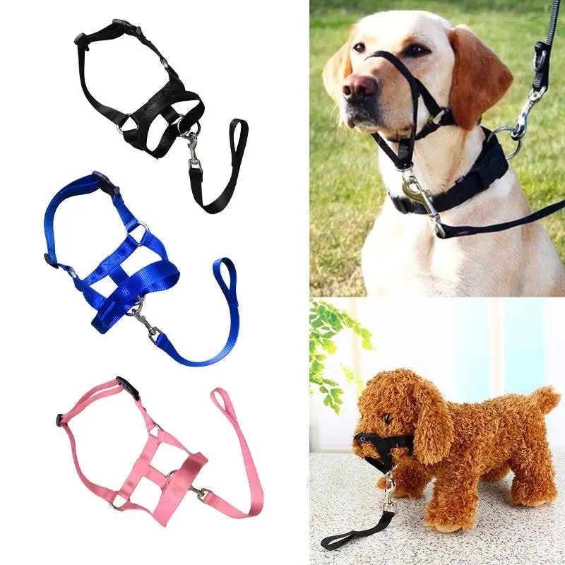 Pink Dog Training Head Collar Halter Stop Pulling Training Tool Harness Strap Leader