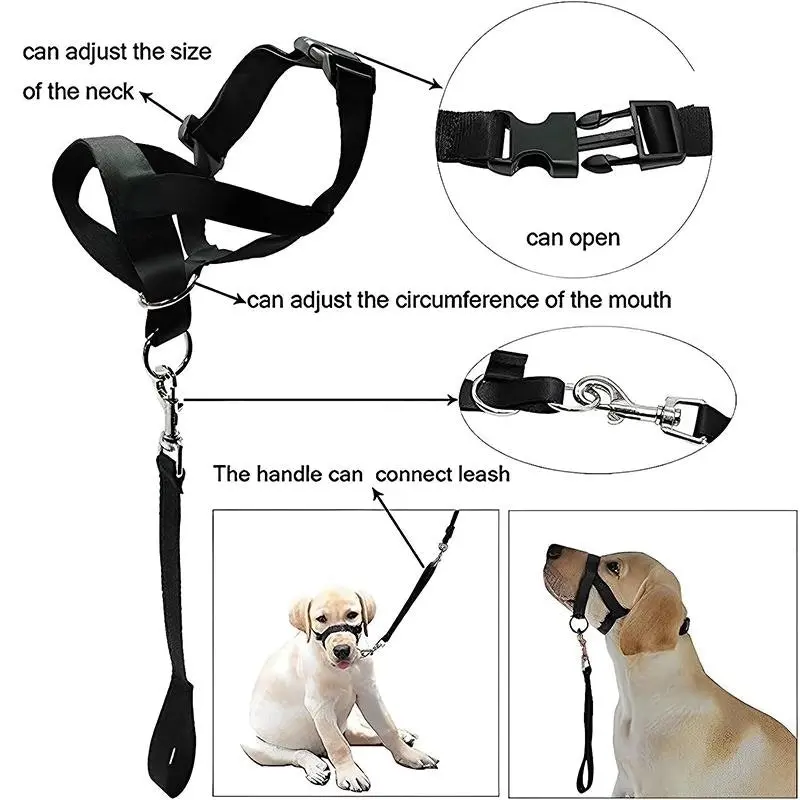 Pink Dog Training Head Collar Halter Stop Pulling Training Tool Harness Strap Leader