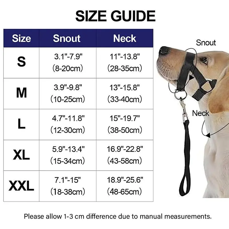 Black Dog Training Head Collar Halter Stop Pulling Training Tool Harness Strap Leader