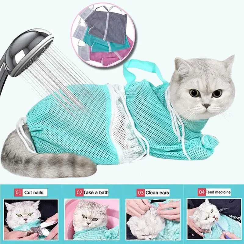 Cat Supplies Washing Bags for Pet Bathing Nail Trimm Mesh Cat Grooming Bath Bag