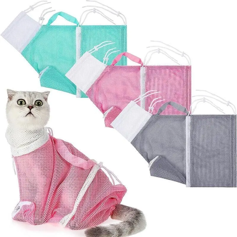 Cat Supplies Washing Bags for Pet Bathing Nail Trimm Mesh Cat Grooming Bath Bag