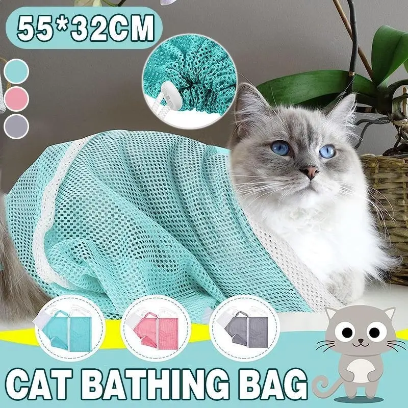 Cat Supplies Washing Bags for Pet Bathing Nail Trimm Mesh Cat Grooming Bath Bag