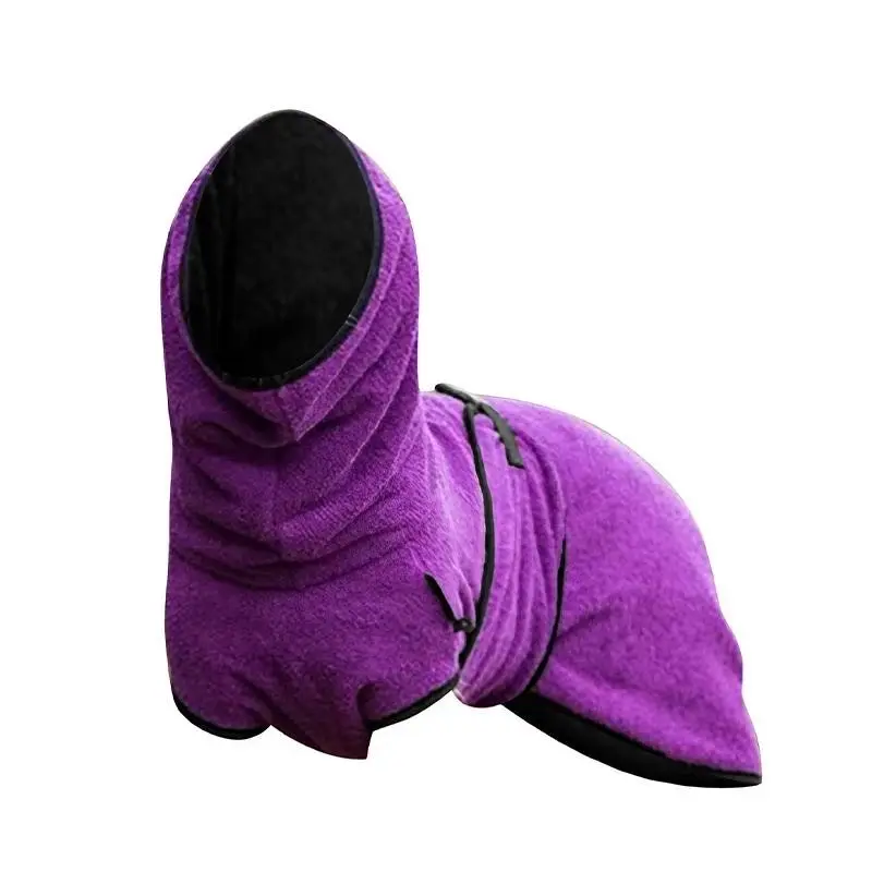 Pet Bathrobe Clothes Dog Towel Drying Robe Soft Warm Super Absorbent Purple