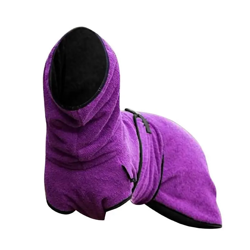 Pet Bathrobe Clothes Dog Towel Drying Robe Soft Warm Super Absorbent Purple