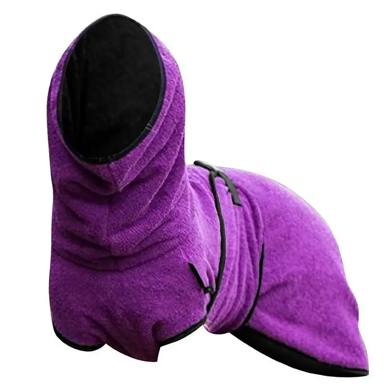 Pet Bathrobe Clothes Dog Towel Drying Robe Soft Warm Super Absorbent Purple