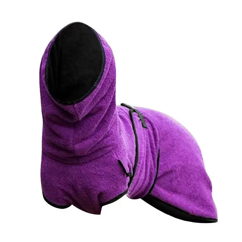 Pet Bathrobe Clothes Dog Towel Drying Robe Soft Warm Super Absorbent Purple