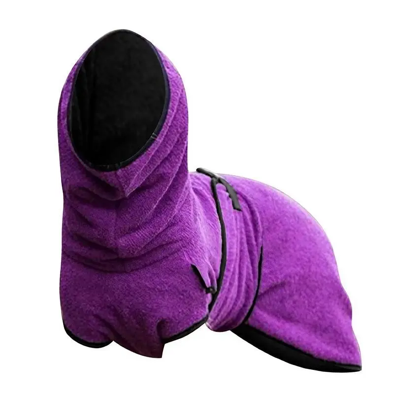 Pet Bathrobe Clothes Dog Towel Drying Robe Soft Warm Super Absorbent Purple