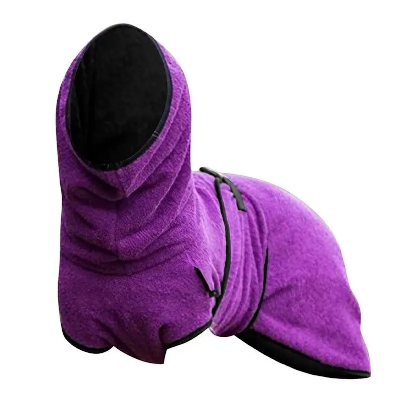 Pet Bathrobe Clothes Dog Towel Drying Robe Soft Warm Super Absorbent Purple