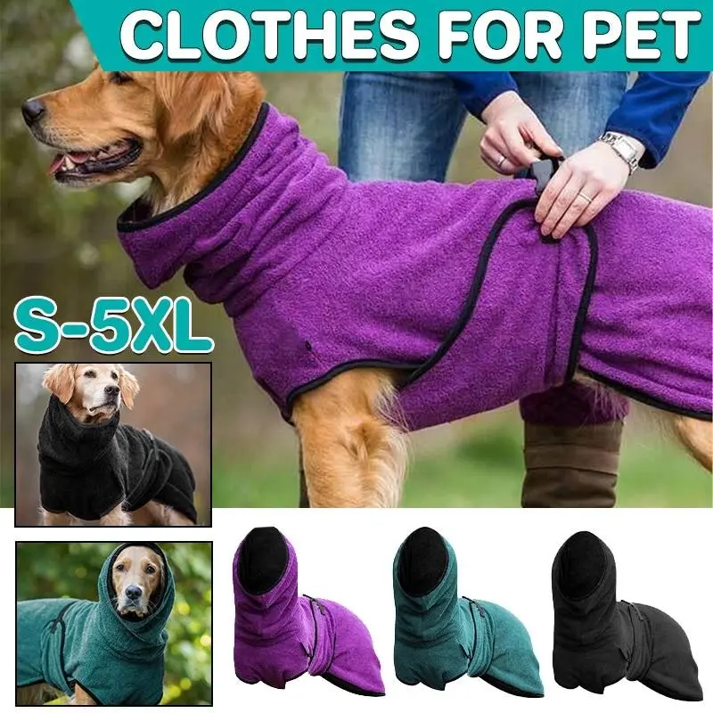 Pet Bathrobe Clothes Dog Towel Drying Robe Soft Warm Super Absorbent Purple