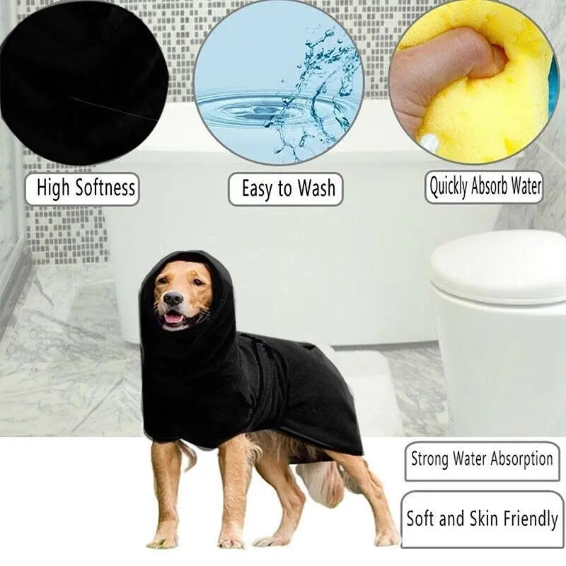 Pet Bathrobe Clothes Dog Towel Drying Robe Soft Warm Super Absorbent Purple