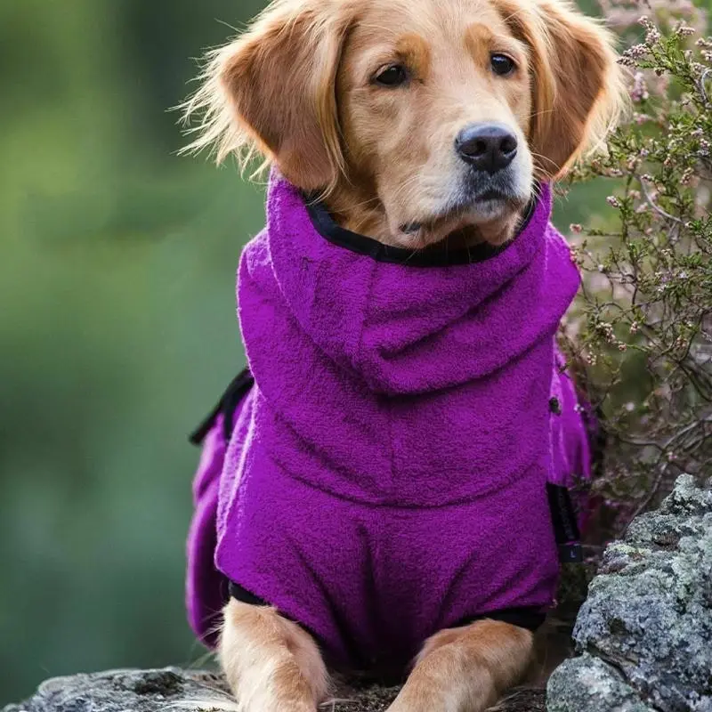 Pet Bathrobe Clothes Dog Towel Drying Robe Soft Warm Super Absorbent Purple