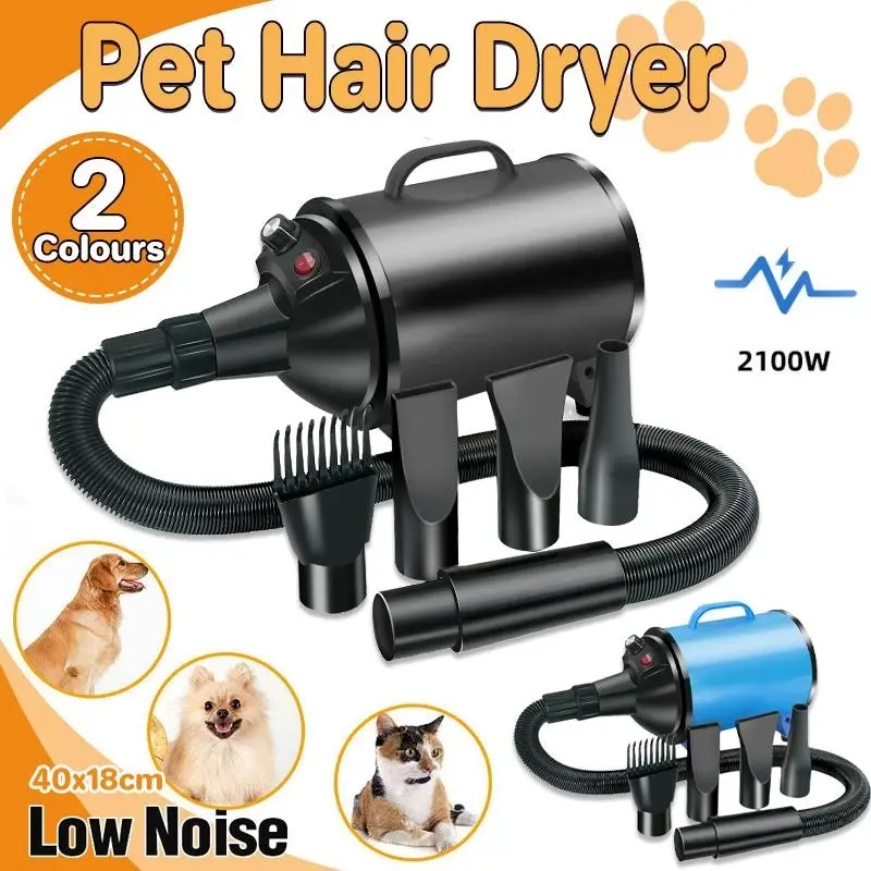 Pet Hair Dryer Dog Cat Grooming Blow Speed Hairdryer Blower Heater  2100W