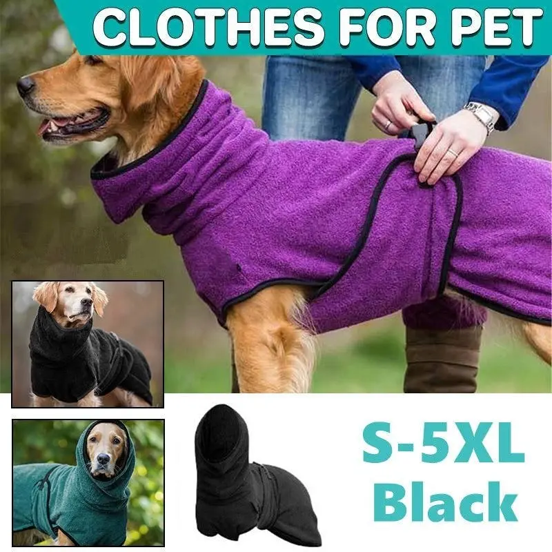 Dog Puppy Hoodies Jacket Solid Coat Pet Winter Soft Warm Clothes S-5XL Black