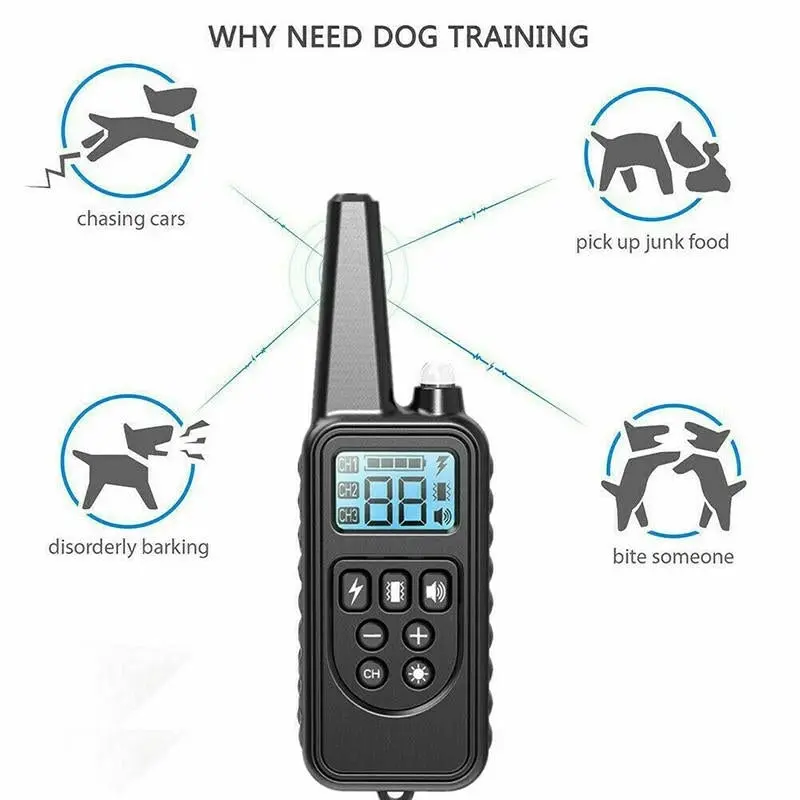 Electric Dog Pet Training E-Collar Obedience Rechargeable Remote Control 800M AU