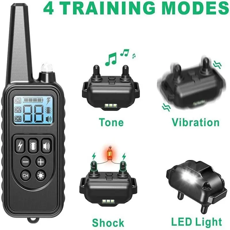 Electric Dog Pet Training E-Collar Obedience Rechargeable Remote Control 800M AU