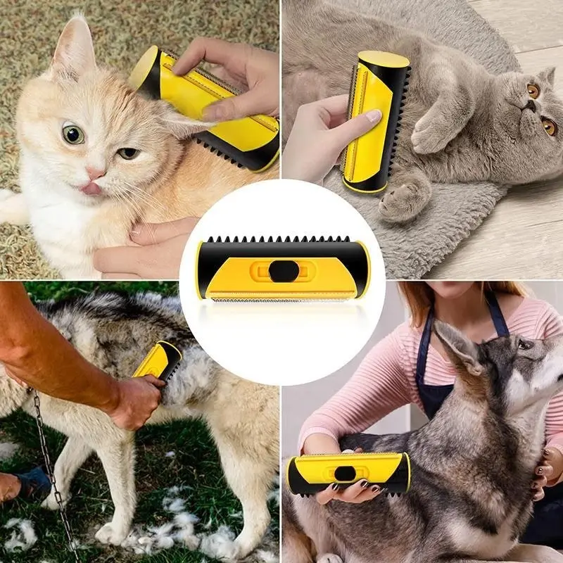 Pet Dog Cat Hair Fur Deshedding Shedding Trimmer Tool Grooming Roll Comb Brush