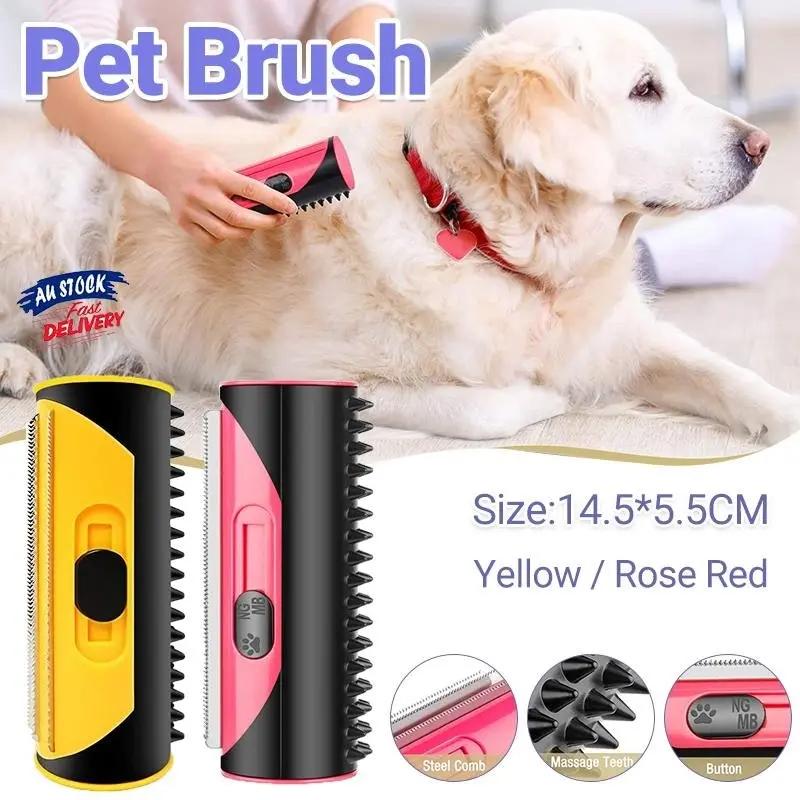 Pet Dog Cat Hair Fur Deshedding Shedding Trimmer Tool Grooming Roll Comb Brush