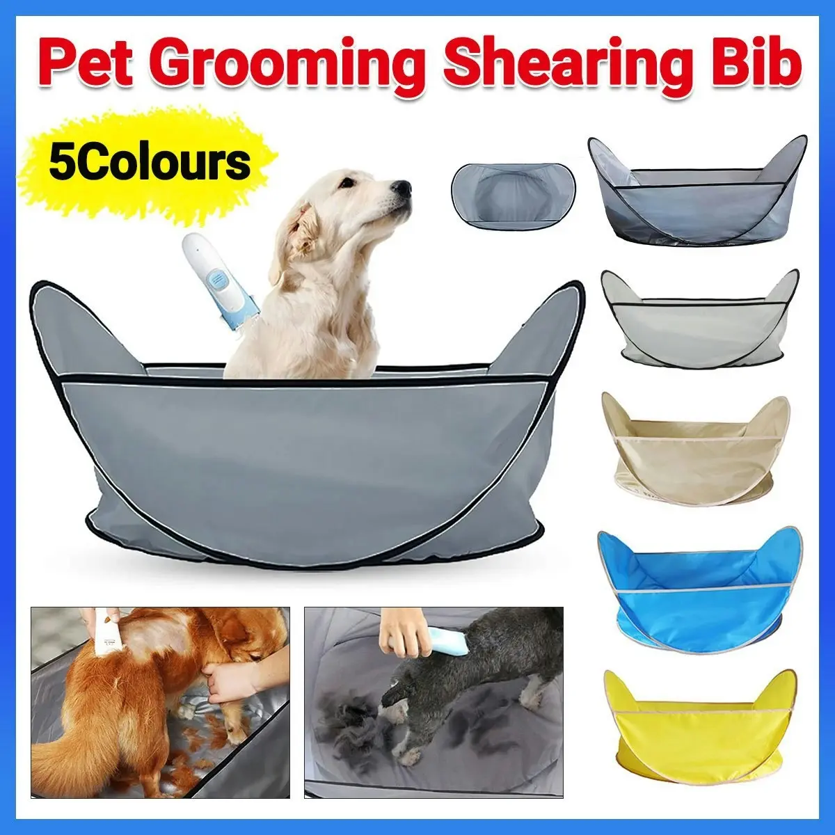 Pet Grooming Shearing Bib for Large Small Dogs Cats Pets 5 Colors Optional