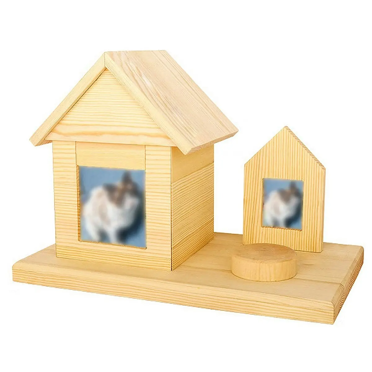 Pet House Urns Dog Cat Ashes Urn with Photo Frame Memory Box Wooden Memorial Pet