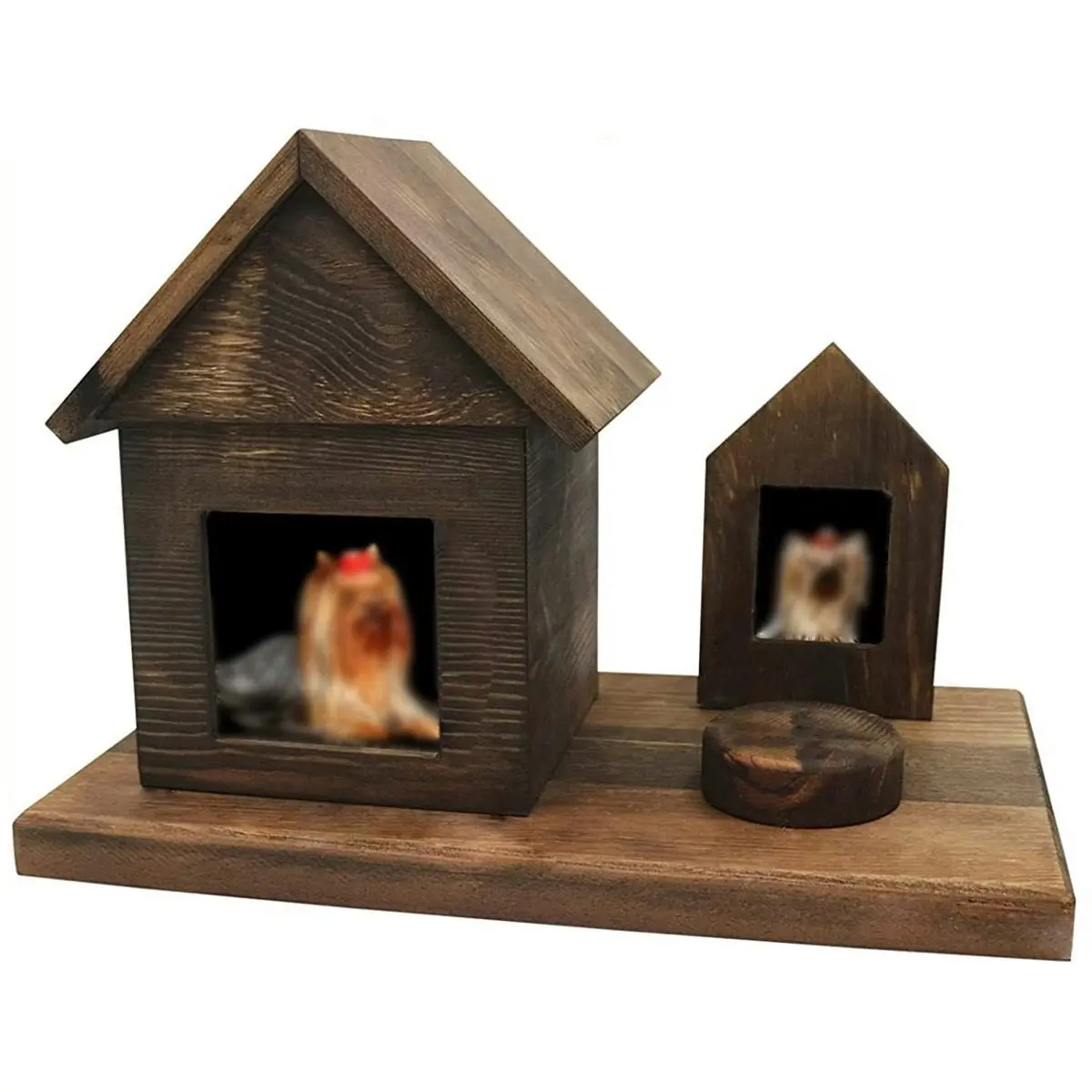 Pet House Urns Dog Cat Ashes Urn with Photo Frame Memory Box Wooden Memorial Pet