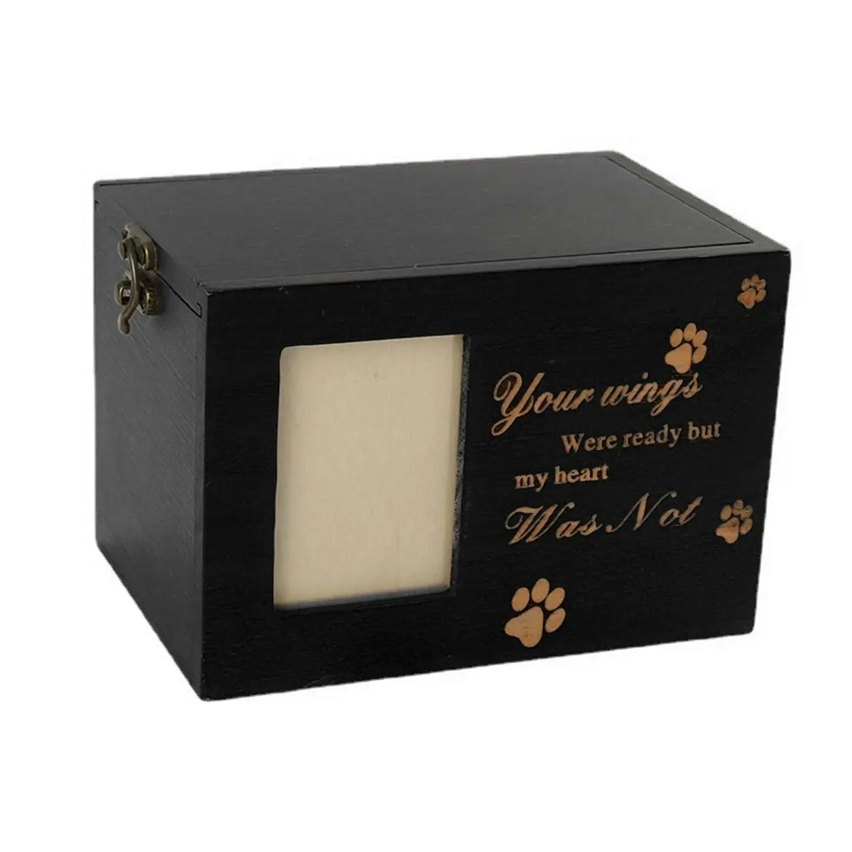 1x Wooden Pet Memorial Urn For Ashes With Photo Frame Cat/Dog Memory Box Keepsak