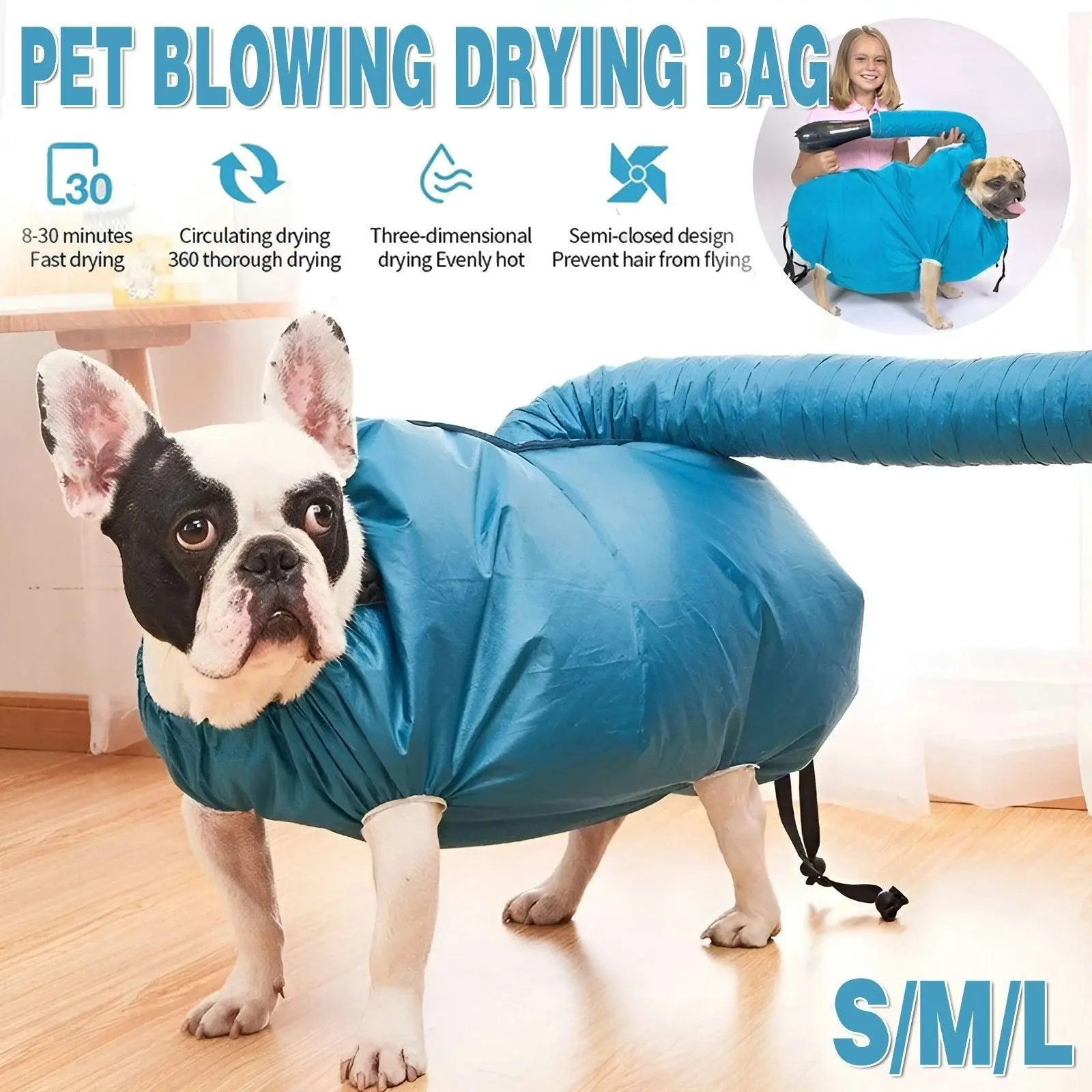 Pet Dog Cat Grooming Blower Hair Dryer Drying Bag Dry Cleaning Bathing Folding