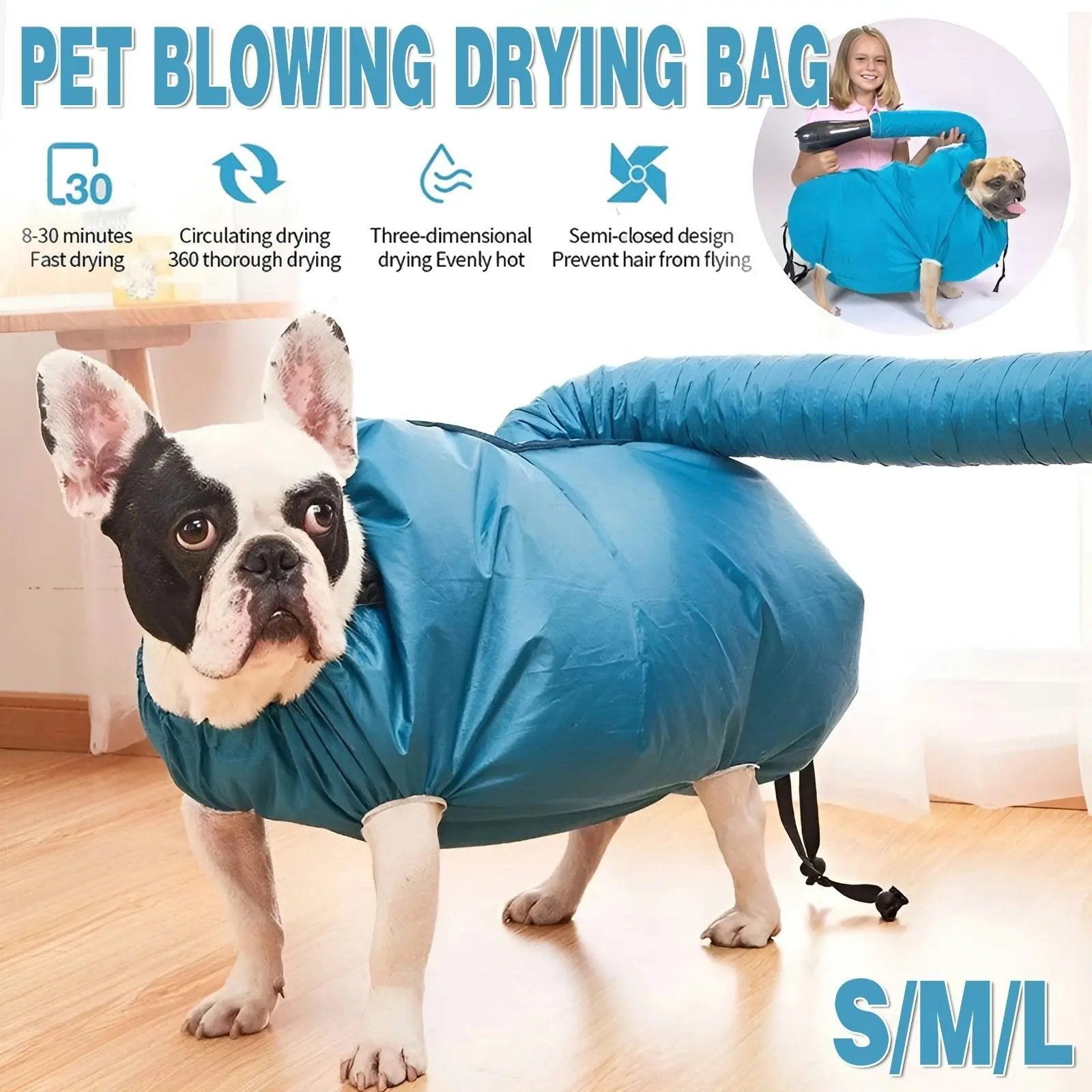 Pet Dog Cat Grooming Blower Hair Dryer Drying Bag Dry Cleaning Bathing Folding