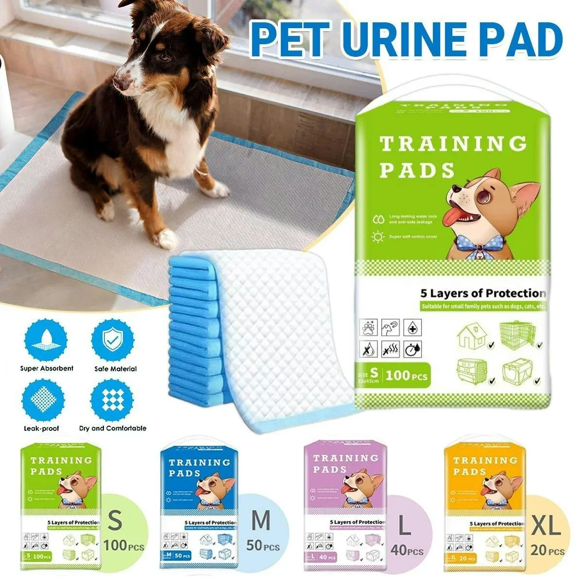 Large Puppy Dog Training Pads Pet Toilet Thickened Pee Pads Mat Indoor Absorbent