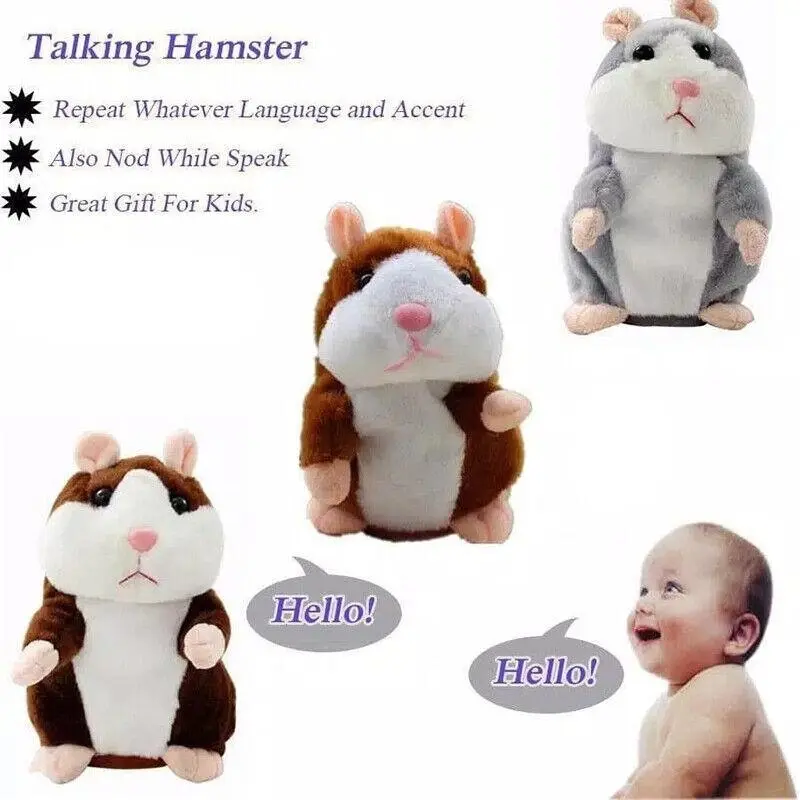 Talking Hamster Chat Mimicry Pet Record Hamster Doll Xmas Plush Toy Nod Mouse Au