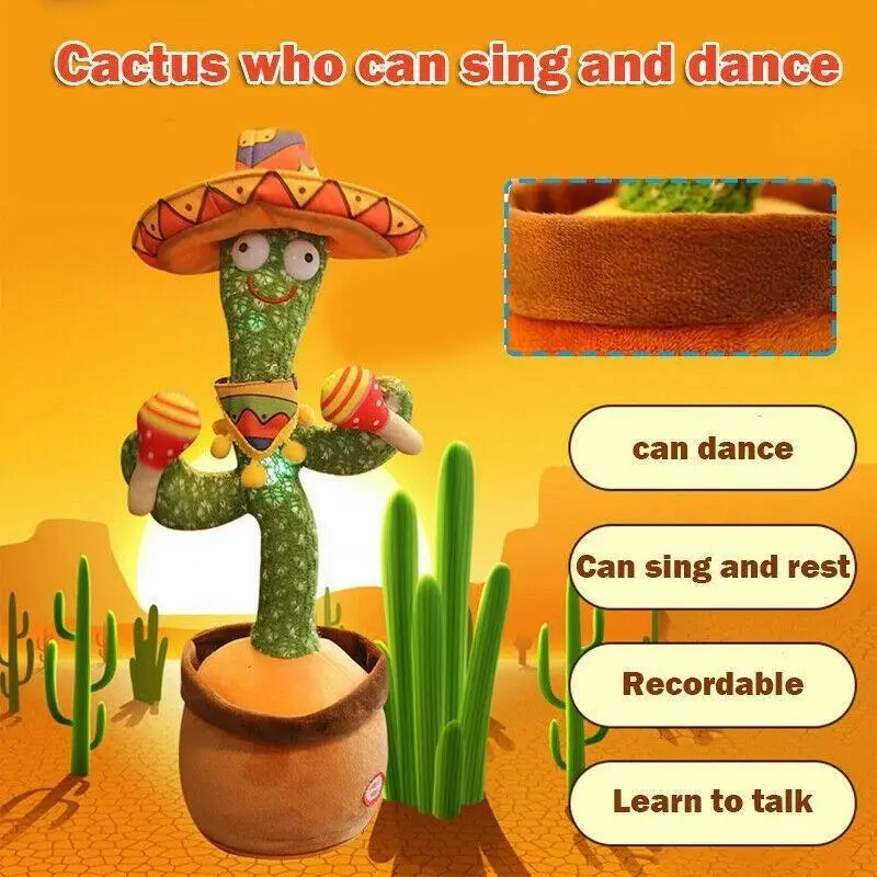 Talking Toy Dancing Cactus Doll Speak Talk Sound Record Repeat Kawaii Funny Toy