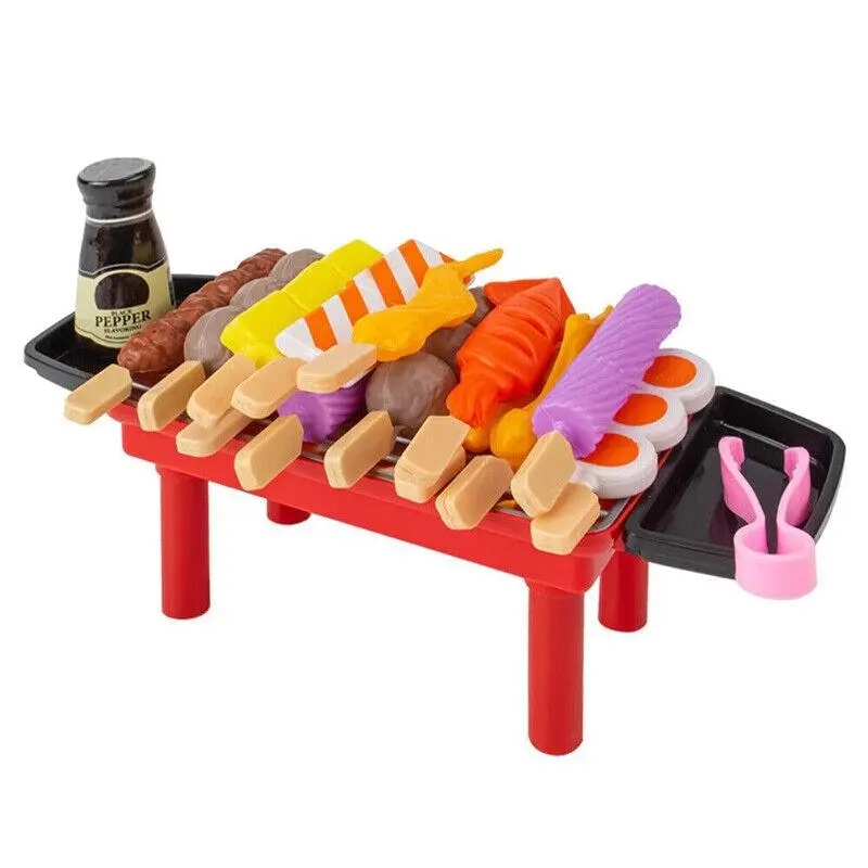 Set Kids BBQ Pretend Play Kitchen Food Toys Cooking Playset for Kids 28pcs