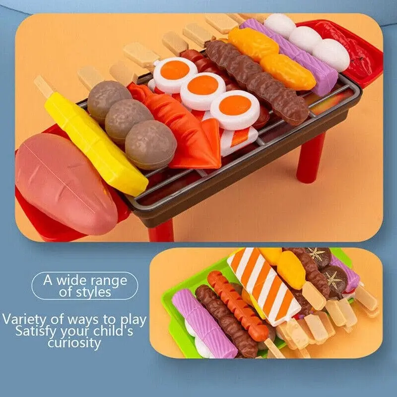 Set Kids BBQ Pretend Play Kitchen Food Toys Cooking Playset for Kids 28pcs