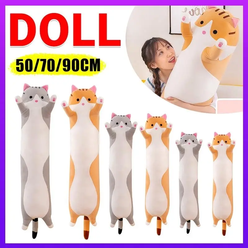 Soft Cute Plush Cat Cats Doll Stuffed Kitten Pillow Gift Cushion Toy For Kids Brown