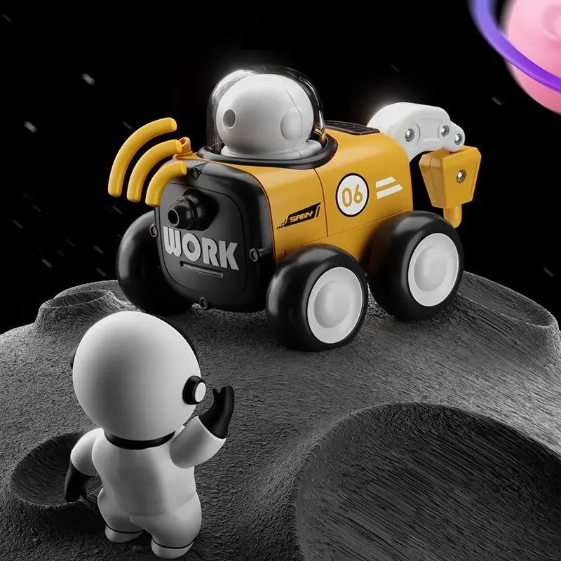 Astronaut Inertial Engineering Vehicle with Whistle Cartoon Shaped Kids Car Toys