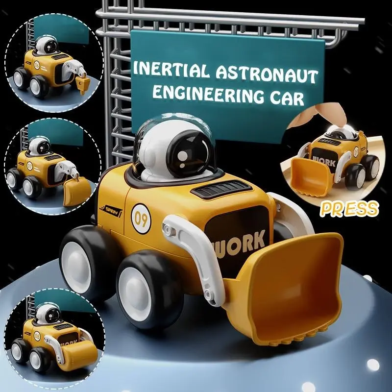 Astronaut Inertial Engineering Vehicle with Whistle Cartoon Shaped Kids Car Toys